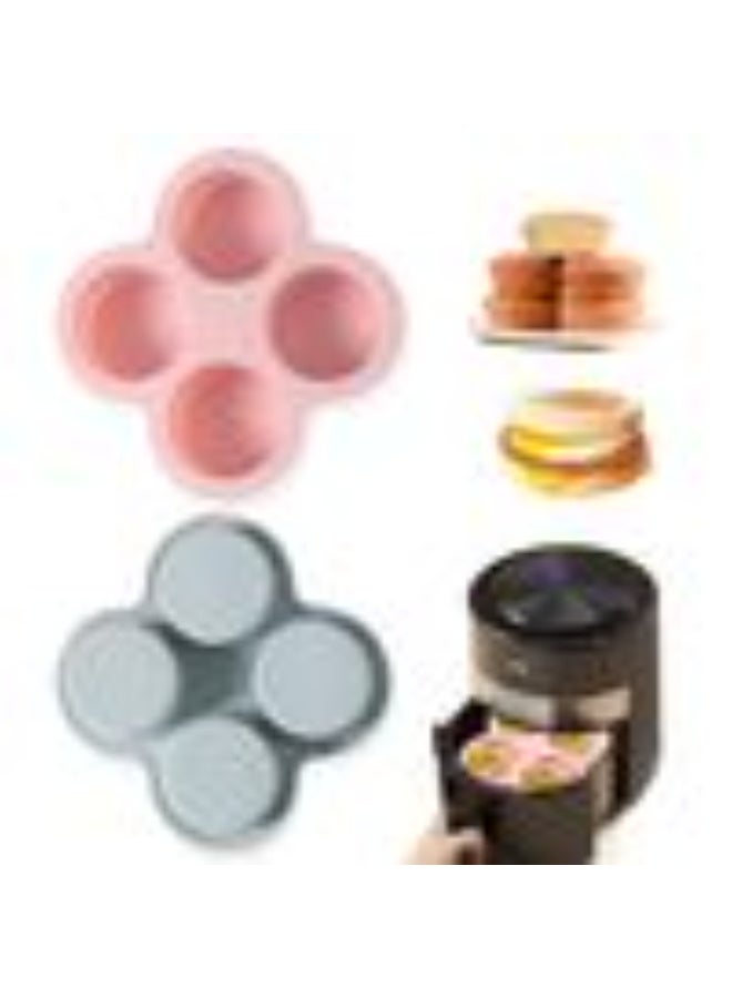 CLENEA Reusable Silicone Air Fryer Egg Mold, Non-Stick Air Fryer Baking Pan, Silicone Muffin Pans for Baking, Hamburger Bun Pan, Air Fryer Accessories, 4 Cavity 2 Pcs Egg Molds - Image 1